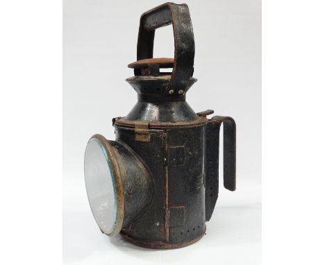 A British Railways triple aspect hand lamp with Sherwoods burner, height 29cm. 