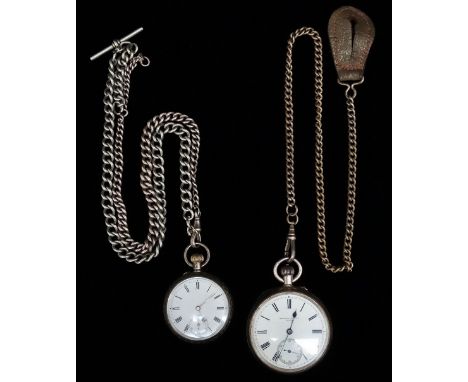 A silver cased pocket watch by Kendal &amp; Dent, Chester 1896, with a white enamel dial and Roman numerals, together with a 