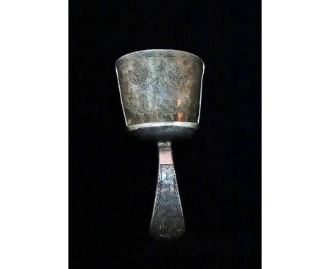 A Georgian silver caddy spoon of shovel form, Birmingham 1810, maker John Thropp, weight .25oz approximately. 