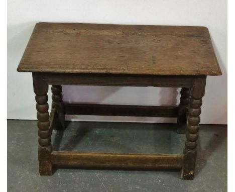 An 18th century oak and later bobbin turned frame occasional table, width 71cm. 