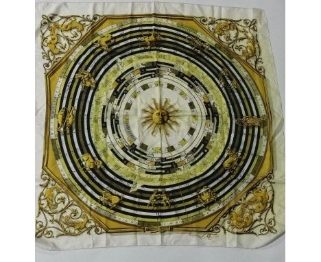 Emilio Pucci 100% Silk Scarf Abstract Art Pattern Orange, Yellow 87 x 89cm