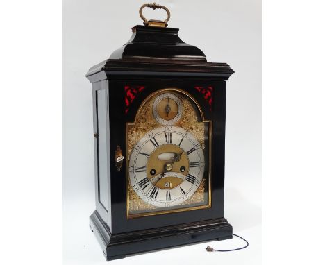 A fine Georgian bracket clock by Thomas Cartwright, London, in ebonised case signed in the dial Tho.s Cartwright Londini, the