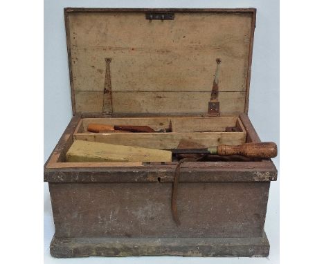 A late 19th century carpenter's tool chest, together with an extensive collection of tools, including planes, marking guage, 