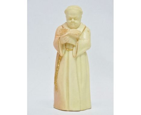 An early 20th century Royal Worcester candle snuffer figure modelled as a monk reading, height 12cm. 