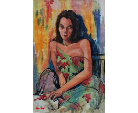 PETER CLARK Portrait Of A Lady Acrylic on canvas Signed 42 x 27cm