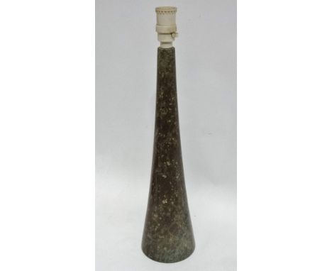 A large Cornish serpentine table lamp base of conical form, height excluding fitting 43cm.