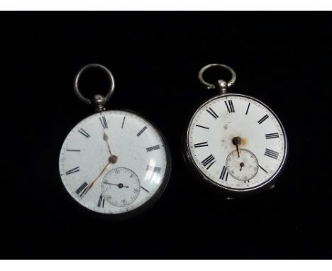 A Victorian silver cased pocket watch with white enamel dial, Roman numerals and subsidiary seconds dial, together with a sim