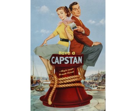 A 1950s WD &amp; HO WILLS CAPSTAN CIGARETTES polychrome printed advertising panel, 77 x 52cm. 