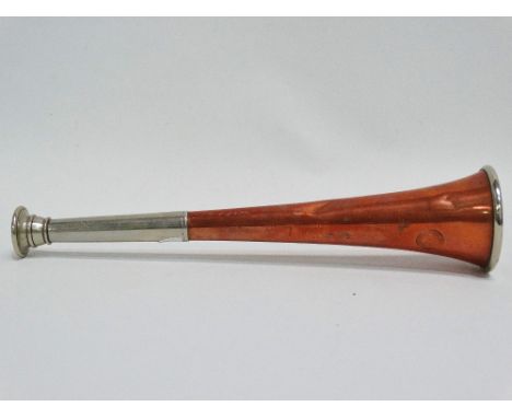 An early 20th century copper and nickel mounted hunting horn by the Army &amp; Navy Co-Operative Society Ltd, also engraved '