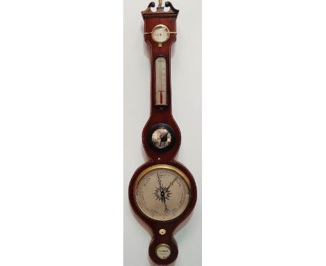 A 19th century style mahogany and banded banjo barometer by Olive Falmouth, length 97cm (AF).