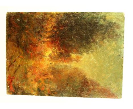 B*K*** An avenue of trees, an Oil on board, signed, 33cm x 23.5cm in gilt frame 