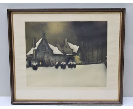 AFTER JULIEN CELOS "Le Vieux Convent", snow scene with nuns, Artist's Proof Etching, signed in pencil and inscribed, 45 x 55c