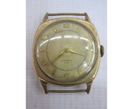 Gentleman's 9ct gold Rotary strap watch, the circular dial with numbers and batons (missing strap)Condition ReportCan be woun