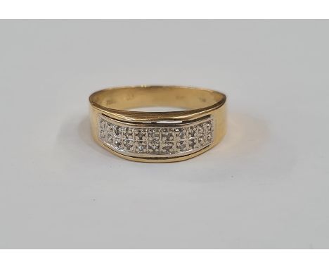 18ct gold and white stone dress ring set two bands of small white stones, 4.2g approx 