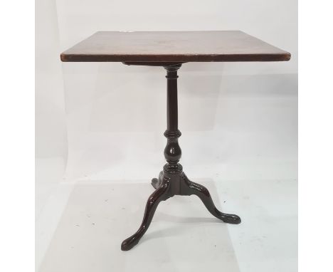 George III mahogany snap-top tripod occasional table with matched square top and on ogee tripod base, 60cm wide