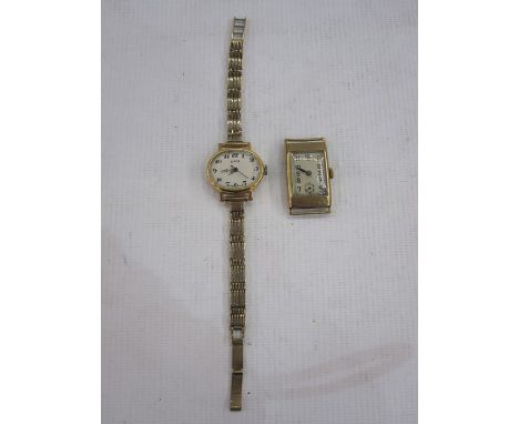 Early-20th century 9ct gold watch, the square dial with subsidiary seconds dial, the movement described Eterna and the case b