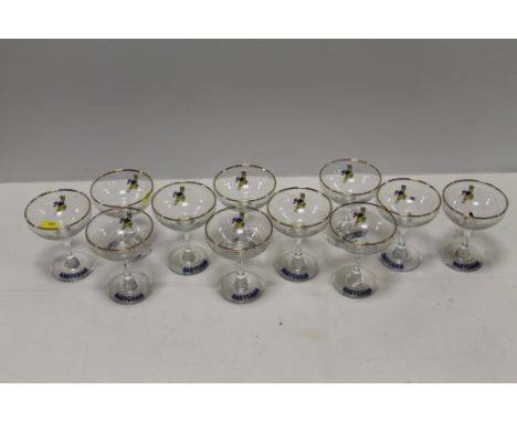 ELEVEN VINTAGE BABYCHAM DRINKING GLASSES 