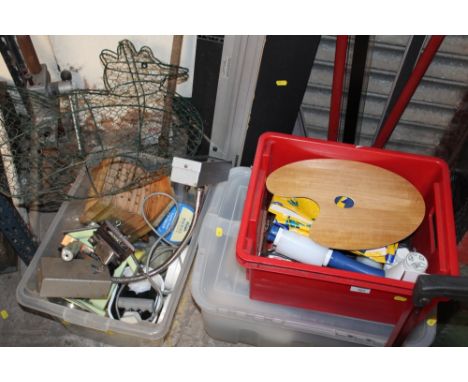 A QUANTITY OF ART RELATED MATERIALS, FRAMING EQUIPMENT, MOUNT CUTTER ETC TOGETHER WITH A SELECTION OF GARDEN ITEMS, UVA LAMP,