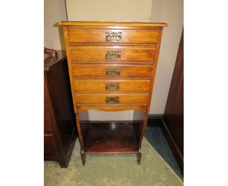 AN EDWARDIAN CABINET WITH ART NOUVEAU HANDLES H-102 W-49 CM