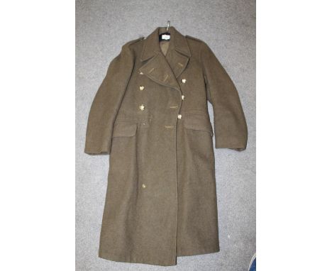 A VINTAGE MILITARY SIZE 1 GREAT COAT DATED 1952