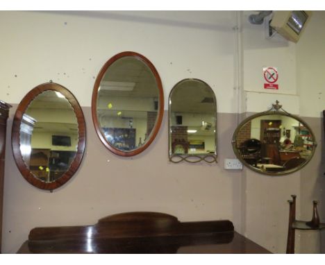 FOUR VINTAGE WALL MIRRORS TO INCLUDE AN ART DECO EXAMPLE (4)