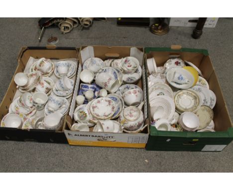 THREE TRAYS OF ASSORTED CHINA TO INCLUDE AYNSLEY AND COALPORT EXAMPLES 