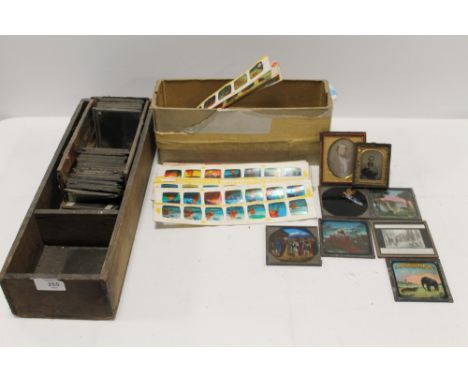 A COLLECTION OF GLASS AND VINTAGE PLASTIC LANTERN SLIDES TO INCLUDE WINNIE THE POOH, COLOURED BIBLICAL SCENES ETC. 