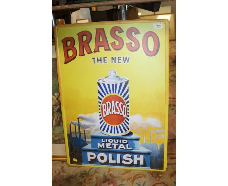 A MODERN REPRODUCTION ENAMEL BRASSO ADVERTISING SIGN - 70CM X 50CM