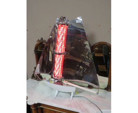 AN ART DECO STYLE CHROMED SHIPS LAMP WITH LED LIGHTING H-75 CM