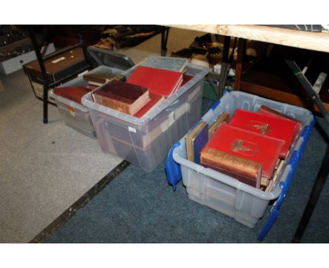 THREE BOXES OF VINTAGE AND ANTIQUARIAN BOOKS TO INCLUDE WAR RELATED BOOKS, DICKENS NOVELS ETC.