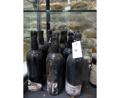 PORT, TWELVE BOTTLES, SOME UNLABELLED COCKBURNS VINTAGE 1955.