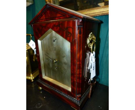 VULLIAMY,LONDON . A LATE GEORGIAN MAHOGANY AND EBONY INLAID BRACKET CLOCK. PLAIN SILVERED DIAL WITH ROMAN NUMERALS AND SLOW/F