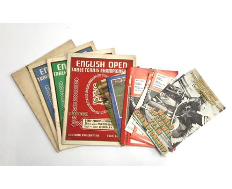 Four 1950s programs for the English Open Table Tennis Championships, together with a collection of football programs includin