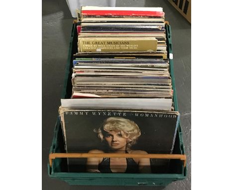A very large mixed box of vinyl LPs, various genres, to include Michael Jackson, '90s, rock and pop, classical, etc [large gr