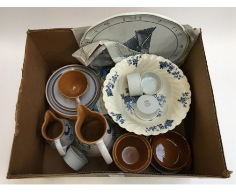 A selection of French ceramics to include a part dinner service, together with Royal Worcester ramekins, etc 