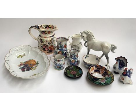 A small mixed lot of ceramics, to include Beswick horse, several Booth's jugs and cup, a Mason's ironstone jug, three cloison