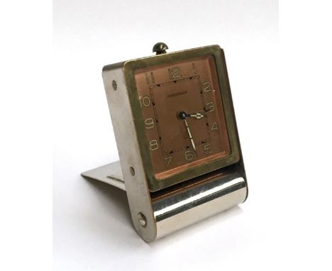 A Jaeger le Coultre Art Deco two-day alarm travel desk clock 