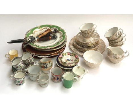A mixed lot of ceramics including Coalport, Royal Albert, Ainsley, six Coalport railway plates, WWII 40th anniversary plates,