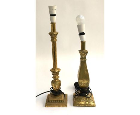 A gilt metal table lamp and one other 