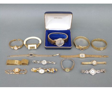 Thirteen ladies dress watches including Limit, Philip Mercier, Montine, Sekonda and Timex and a boxed Seiko automatic gentlem