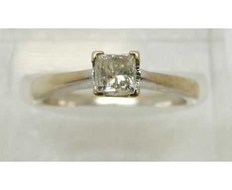 An 18ct white gold ring set with a princess cut diamond of approximately 0.5ct (size L) 