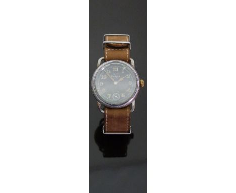 Helvetia German Luftwaffe pilot's military wristwatch with inset subsidiary seconds dial, luminous hands and Arabic numerals,