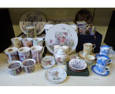 A collection of Royal Worcester Flower Fairies items in boxes, collector's plates and teaware