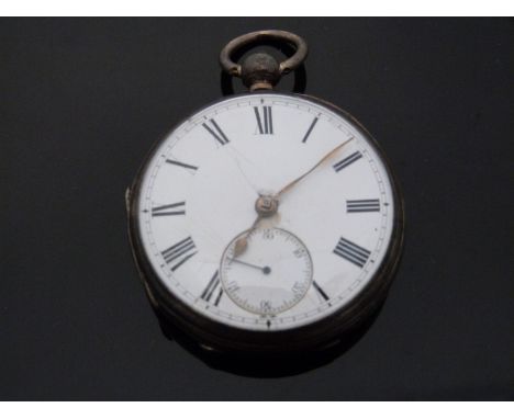 A Victorian hallmarked silver cased fusee lever pocket watch, the white metal enamel dial with Roman movements, the case hall