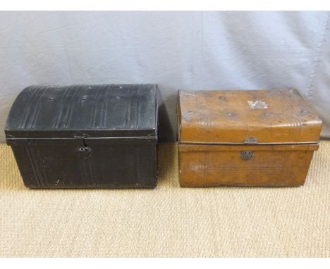 Two vintage metal trunks, width of largest 71cm
