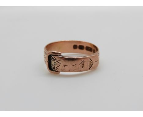 A 9ct rose gold buckle ring, 2.6g, size M 