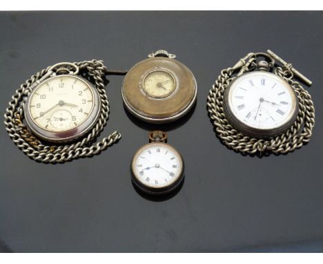 A hallmarked silver cased gentleman's pocket watch with white enamel dial, London 1881, small keyless wind ladies fob watch, 