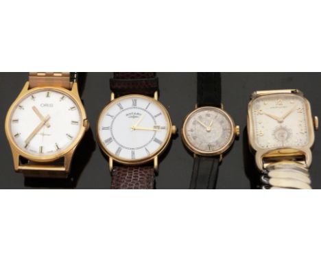 Four ladies and gentleman's wristwatches comprising a 9ct gold Timor, Hamilton, Oris and Rotary. 