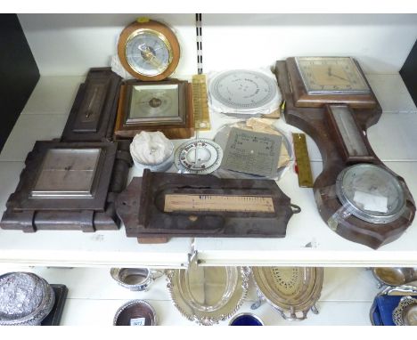Quantity of barometer parts including dials and thermometers 