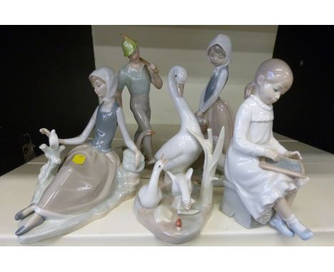 Lladro and Nao figures, Casades figure and a Hungarian example
